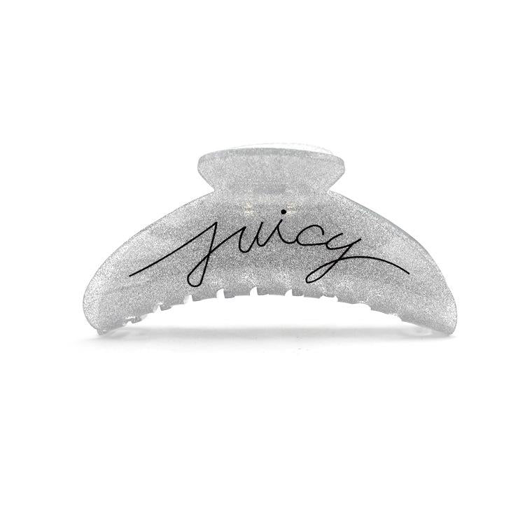Gray Fine Glitter Hair Clip Large Hair Claw