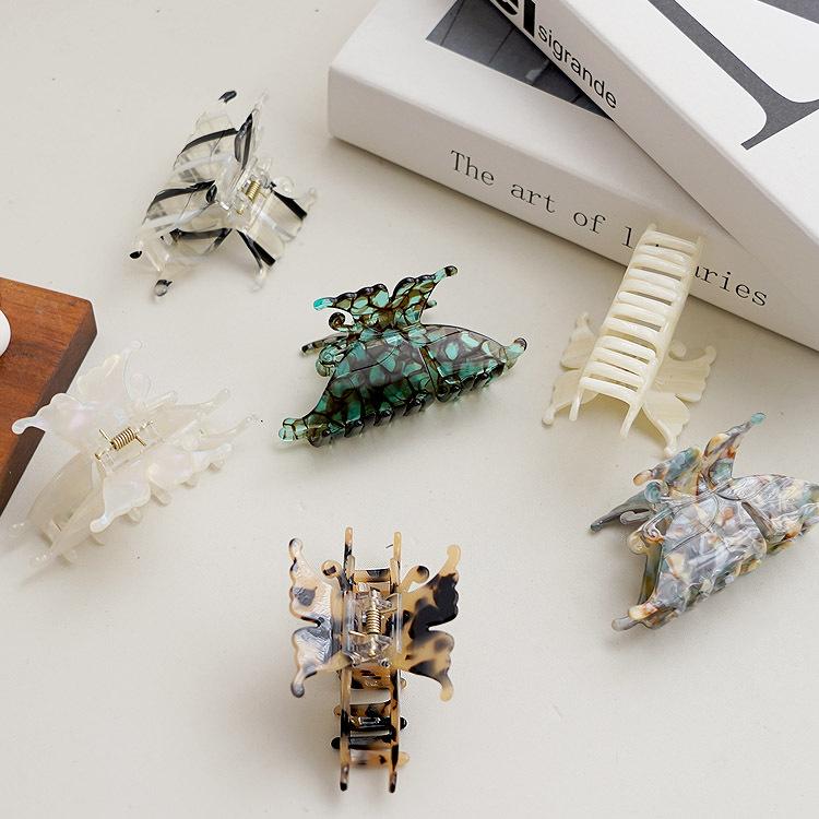 Vintage Butterfly Hair Claw Large Acetate Hair Clips