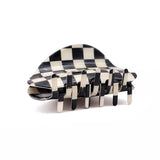 Plaid Hair Claw Retro Checkerboard Half-Round Hair Clips