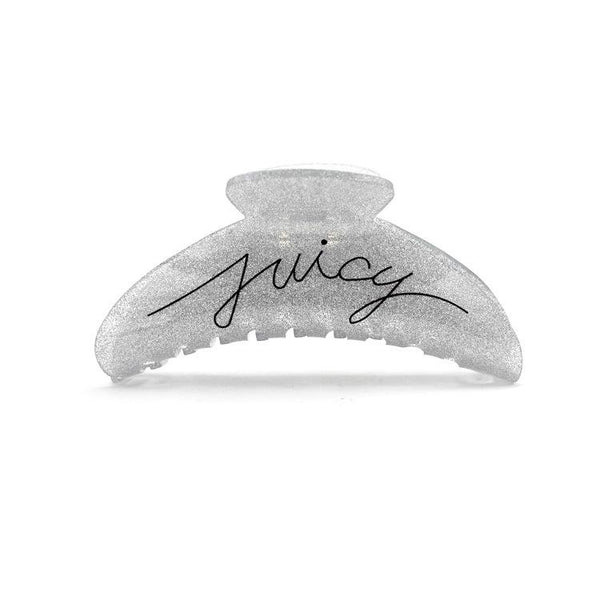 Gray Fine Glitter Hair Clip Large Hair Claw