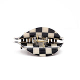 Plaid Hair Claw Retro Checkerboard Half-Round Hair Clips