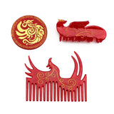 Chinese Style Wenchuan Phoenix Jewelry Gift Box Acetate Phoenix Hair Clip Mirror Hair Comb