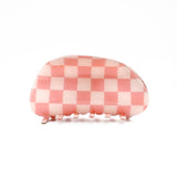 Plaid Hair Claw Retro Checkerboard Half-Round Hair Clips