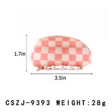 Plaid Hair Claw Retro Checkerboard Half-Round Hair Clips